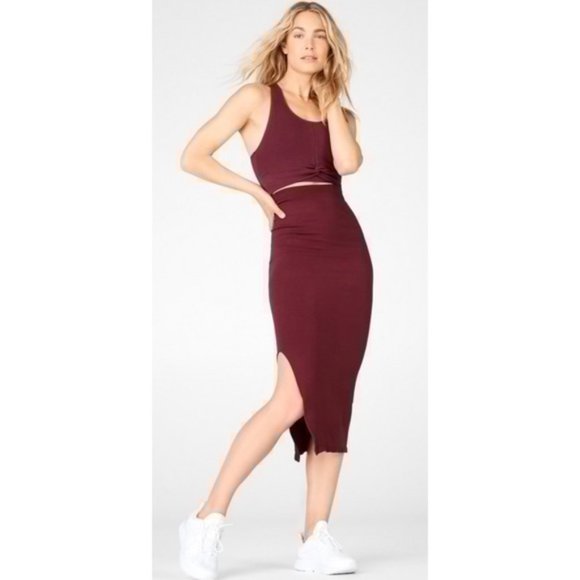 Fabletics Dresses & Skirts - Fabletics Two Piece Set Burgundy, Fabletics Crop Top Set, Fabletics Skirt Set